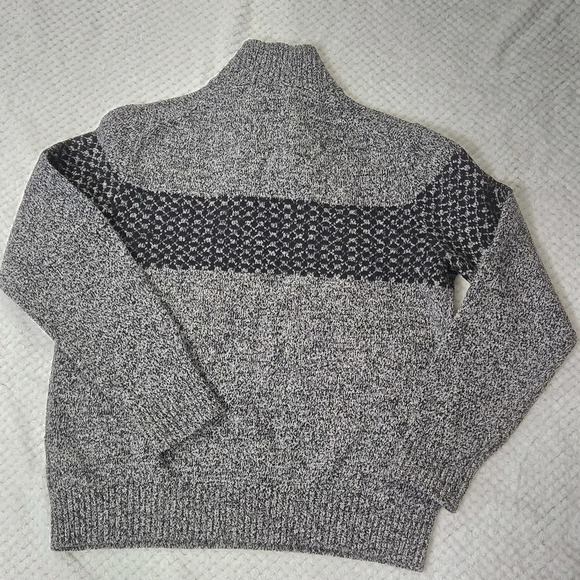 Gap Pullover Sweater Mens Sz L Gray 1/4 Button Up Mock Neck Lambwool Blend - Picture 2 of 13